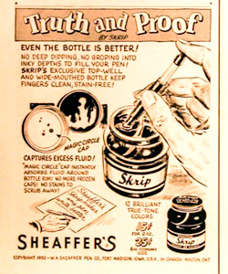 Anuncio antiguo de las primeras plumas de marca Sheaffer con el sistema de palanca